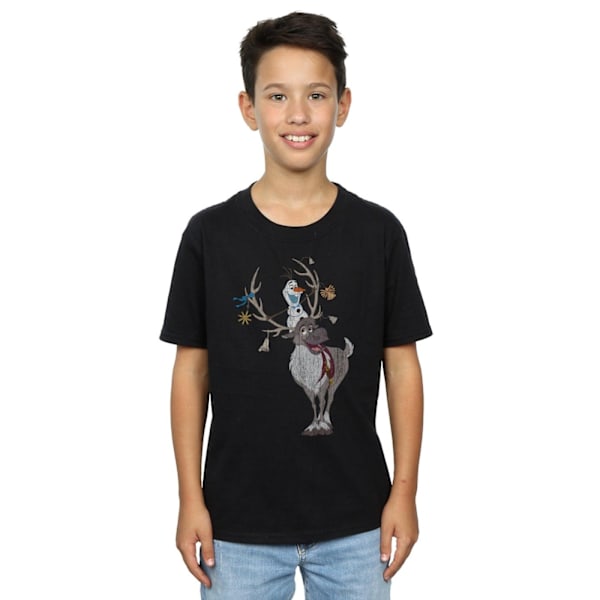 Disney Pojkar Frost Sven Och Olof Julgransprydnader T-Shirt 5- Black 5-6 Years