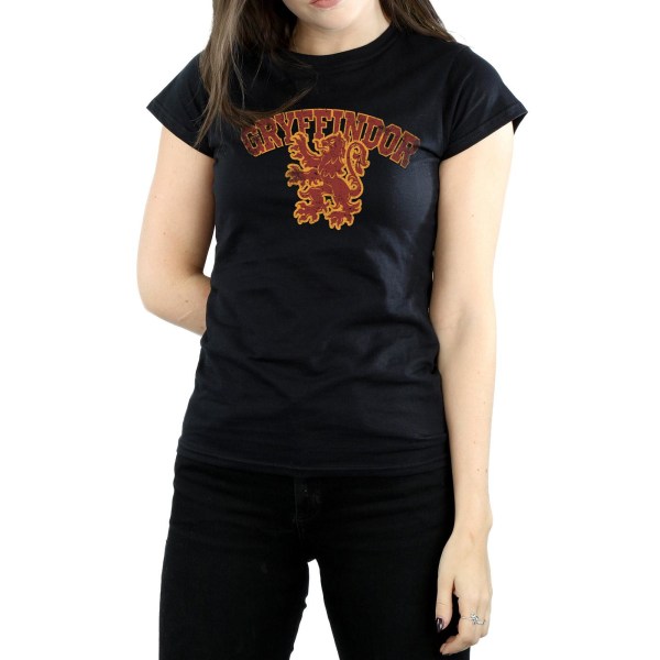 Harry Potter Dam/Kvinnor Gryffindor Sport Emblem Bomull T-shirt Black S