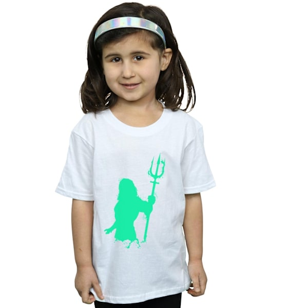 DC Comics Girls Aquaman Aqua Silhouette Bomull T-shirt 12-13 år White 12-13 Years