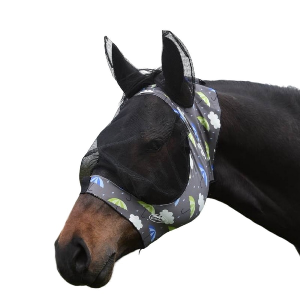 Weatherbeeta Deluxe Paraply Stretch Horse Flugmask med öron P Grey/Blue/Green Pony