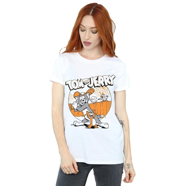 Tom And Jerry Dam/Damer Spela Baseball Bomull Boyfriend T-Sh White 5XL