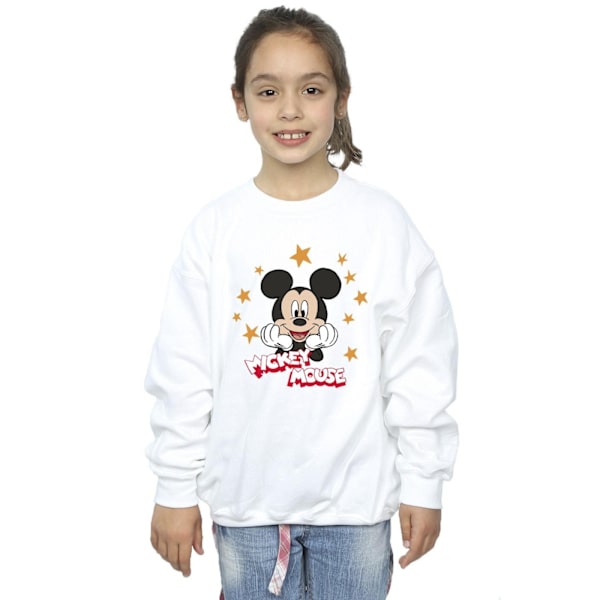 Disney Girls Mickey Mouse Stars Sweatshirt 12-13 år Vit White 12-13 Years