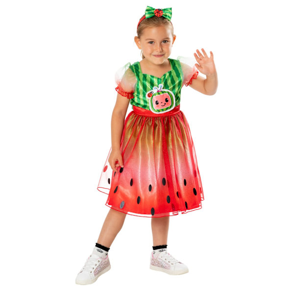 Cocomelon flickklänning för flickor 3-4 år röd/grön/svart Red/Green/Black 3-4 Years