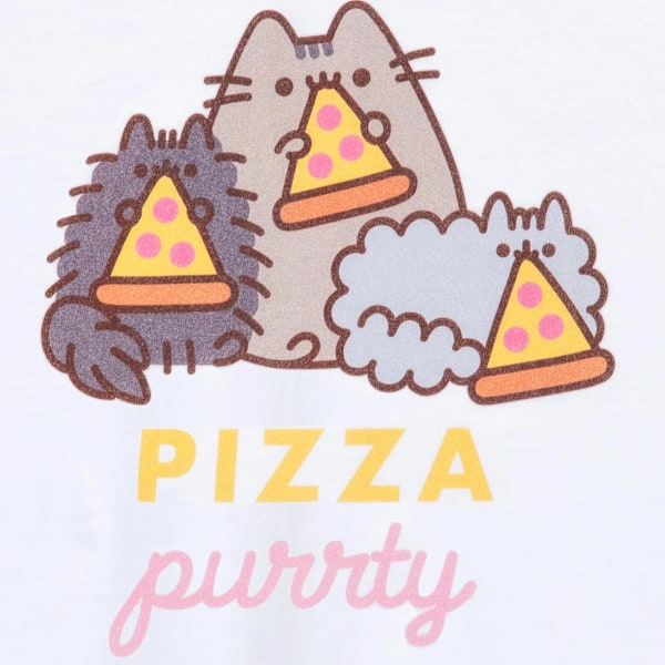 Pusheen Girls Pizza Purrty T-shirt med korta ärmar 9-10 år Vit White 9-10 Years
