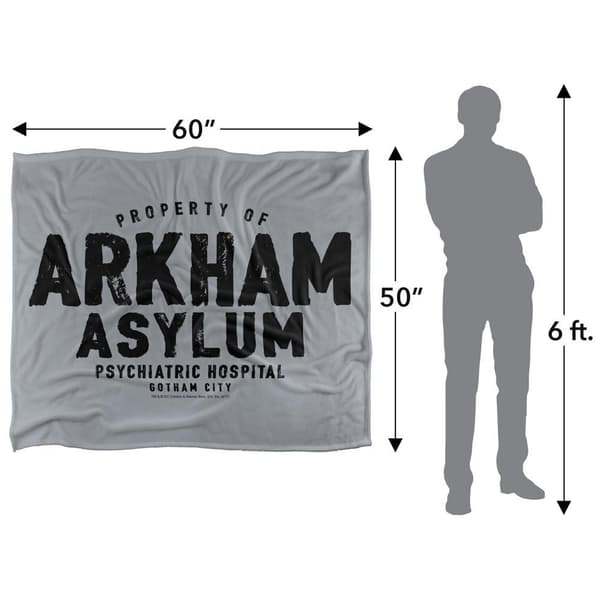 Batman Arkham Asylum-filt 91 cm x 147 cm grå Grey 91cm x 147cm