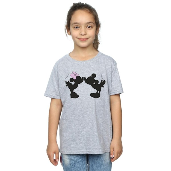 Disney Girls Mickey Minnie Kiss Silhouette Bomull T-shirt 12-13 Sports Grey 12-13 Years