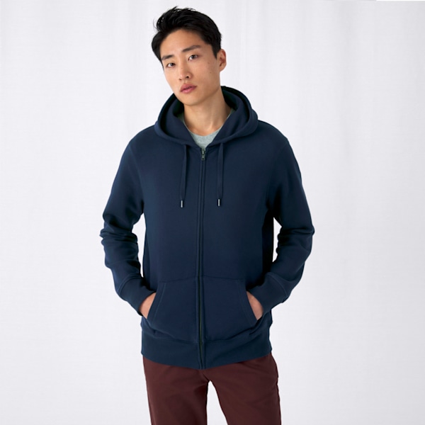 B&C Herr King Zipped Hooded Sweat 4XL Marinblå Navy Blue 4XL