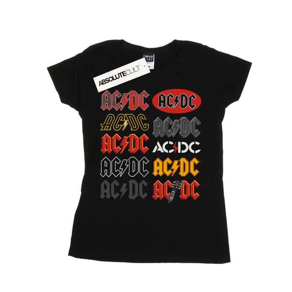 AC/DC Dam/Dam Multi Logos T-shirt i bomull S Svart Black S