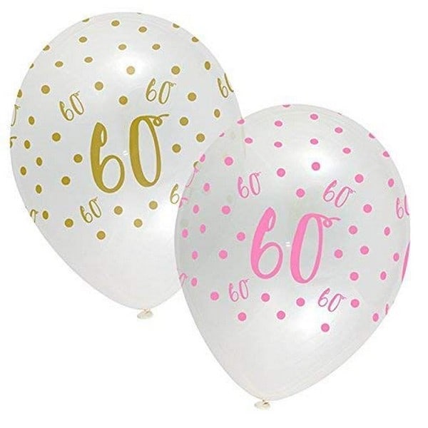 Kreativa latexballonger för 60-årsdag (6-pack) En storlek Pink/Gold One Size