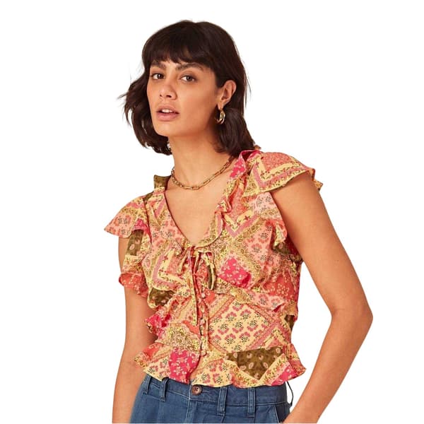 Nobody´s Child Dam Blommig V-ringad Kortärmad Blus Multicoloured 14 UK