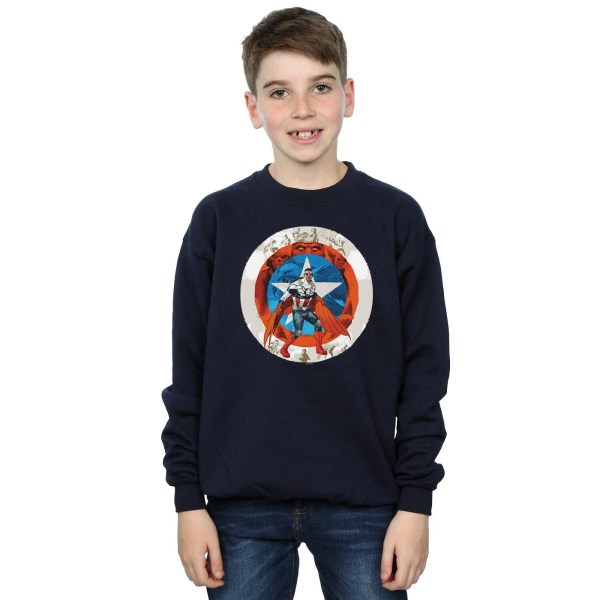 Marvel Boys Captain America Sam Wilson Shield Sweatshirt 5-6 Ye Navy Blue 5-6 Years