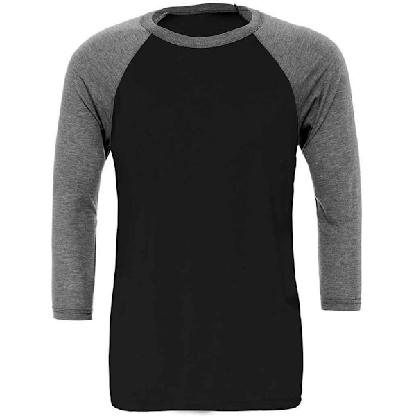 Canvas Unisex Vuxen 3/4 Ärms Baseboll T-Shirt XS Svart/Djup Heather Black/Deep Heather XS