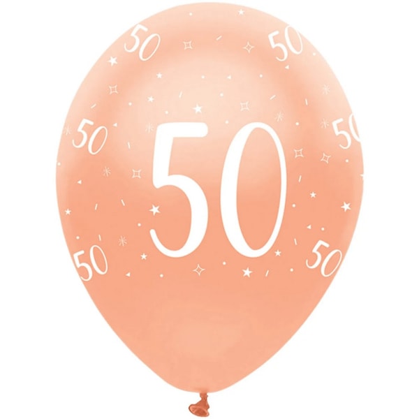 Kreativa latexballonger med tryck överallt för 50-årsdag (6-pack) Rose Gold One Size
