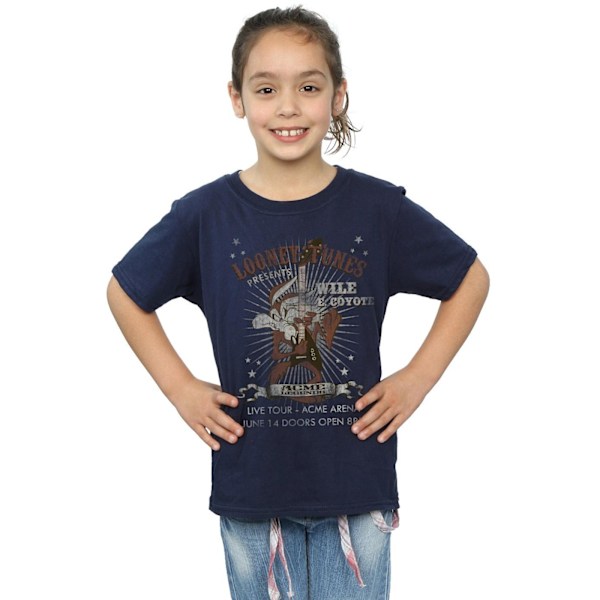 Looney Tunes Girls Wile E Coyote Gitarr Bomull T-shirt 7-8 År Navy Blue 7-8 Years