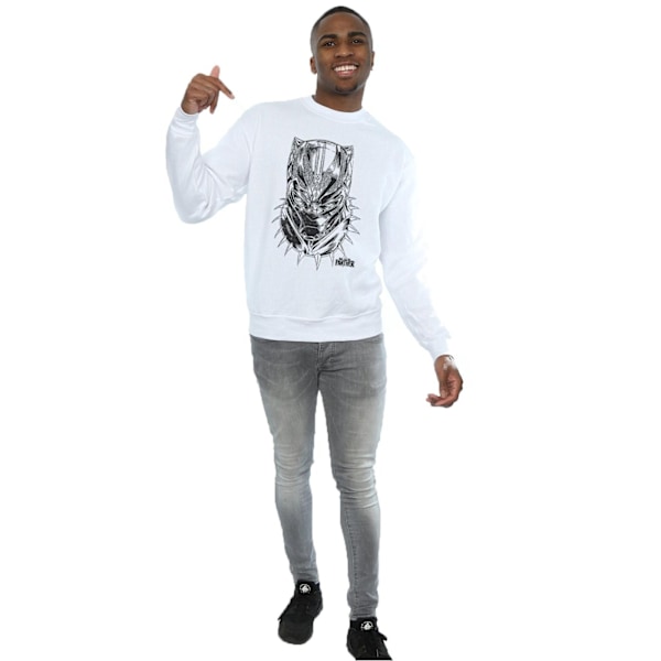 Marvel Mens Black Panther Spray Headshot Sweatshirt M Vit White M