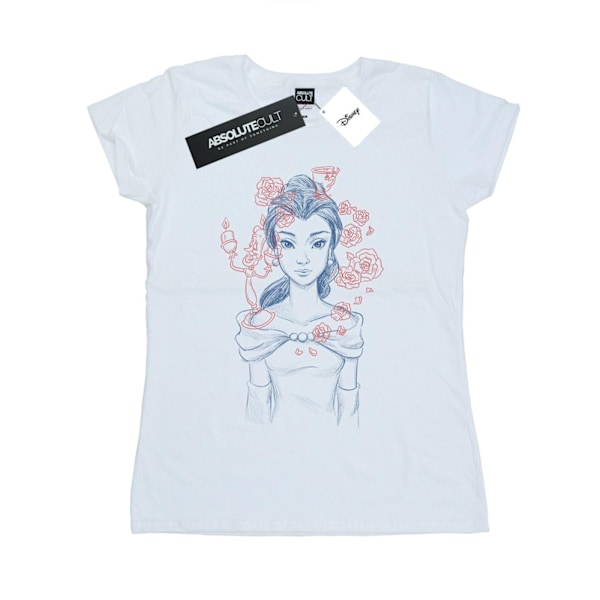 Disney Dam/Kvinnor Belle Lumiere Skiss Bomull T-shirt XXL Vit White XXL