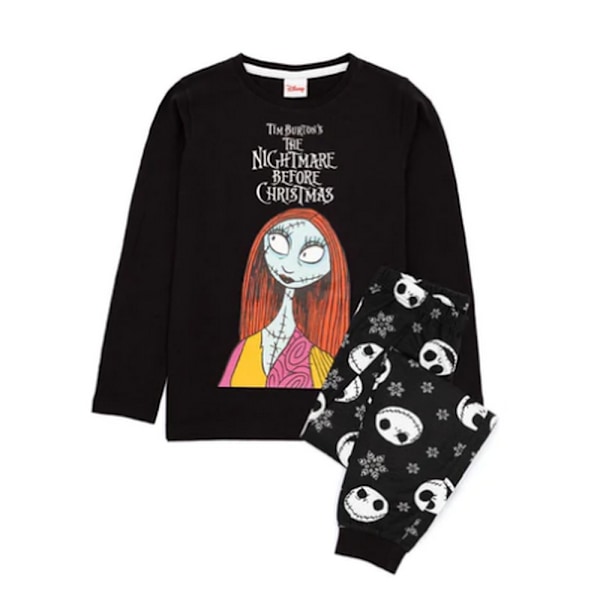 Nightmare Before Christmas Flickor Lång Pyjamas Set 7-8 År Svart Black/White 7-8 Years