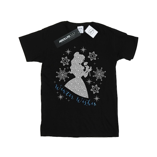 Disney Princess Girls Belle Winter Silhouette Bomull T-shirt 12 Black 12-13 Years