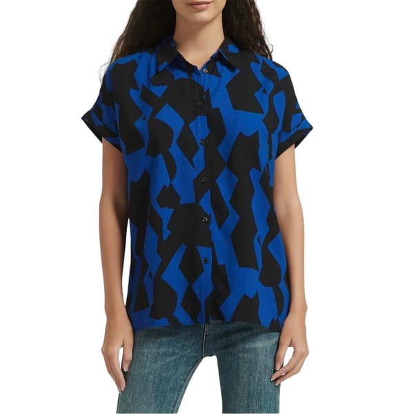 Be You Dam/Dam Abstrakt Polyesterskjorta 8 UK Blå Blue 8 UK