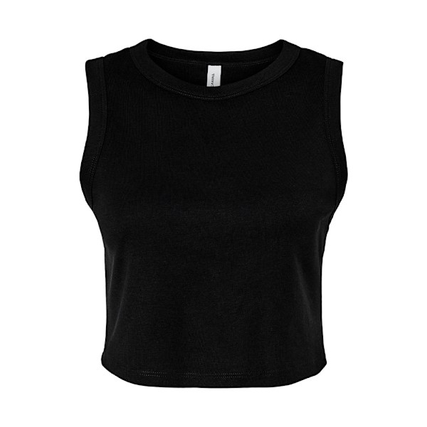 Bella + Canvas Dam/Kvinnor Enfärgad Micro-Rib Muscle Crop Top XS Solid Black XS