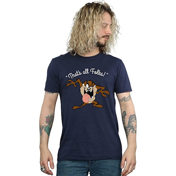 Looney Tunes Herr T-shirt i bomull med Taz, marinblå, storlek M Navy Blue M
