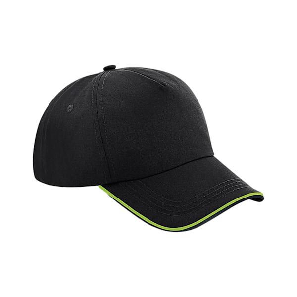 Beechfield Authentic Piped 5 Panel Cap One Size Svart/Lime Grön Black/Lime Green One Size