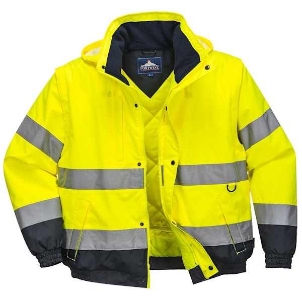 Portwest Herr 2 i 1 Hi-Vis Bomberjacka 4XL Gul Yellow 4XL