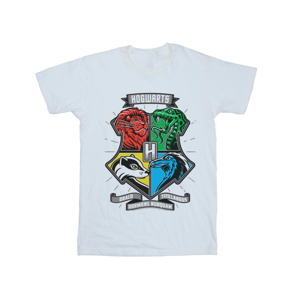 Harry Potter Boys Hogwarts Toon Crest T-shirt 7-8 år Vit White 7-8 Years