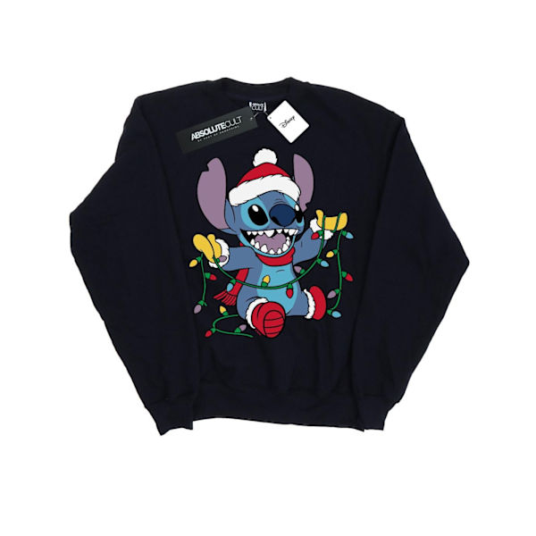 Disney Dam/Kvinnor Lilo Och Stitch Julbelysning Sweatshirt Navy Blue XXL