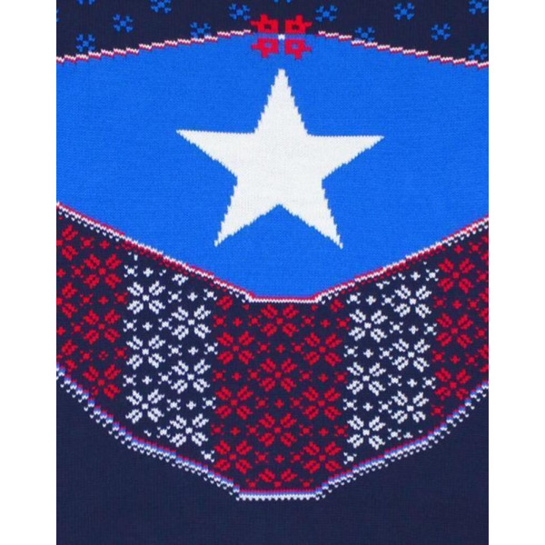 Captain America Unisex Adult Shield Stickad Jultröja Blue/Navy/Red M