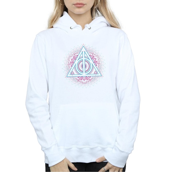 Harry Potter Dam/Kvinnor Neon Dödsreliker Hoodie L Vit White L