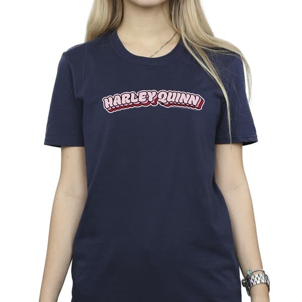 DC Comics Dam/Dam Batman Harley Quinn Logotyp Bomull Boyfriend Navy Blue M