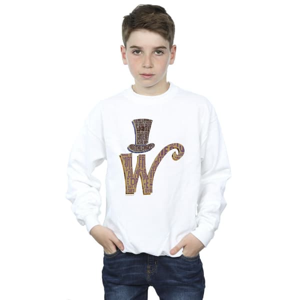 Willy Wonka Pojkar W Logotyp Hatt Tröja 5-6 År Vit White 5-6 Years