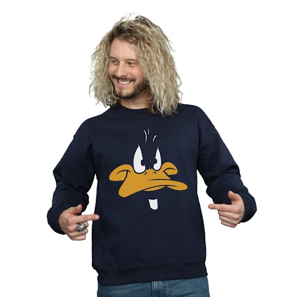 Looney Tunes Herr Daffy Duck Ansikte Sweatshirt L Marinblå Navy Blue L