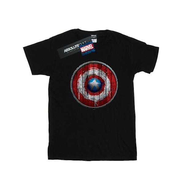 Marvel Dam/Damer Captain America Träsköld Bomull Boyfriend T-Shirt L Svart Black L