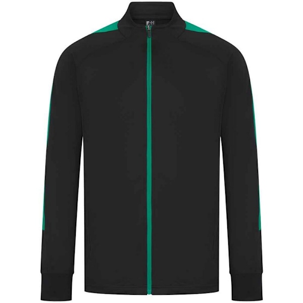 Finden & Hales Herr Kontrastpanel Stickad Träningsoverdel XL Bla Black/Emerald XL