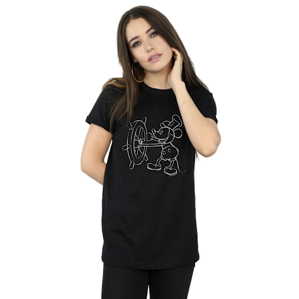 Disney Dam/Kvinnor Mickey Mouse Steamboat Sketch Bomull Pojkvän Black 3XL