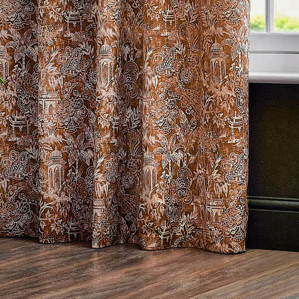 Wylder Chenille Bengal Tiger Öglettgardiner 229cm x 229cm Ambe Amber 229cm x 229cm