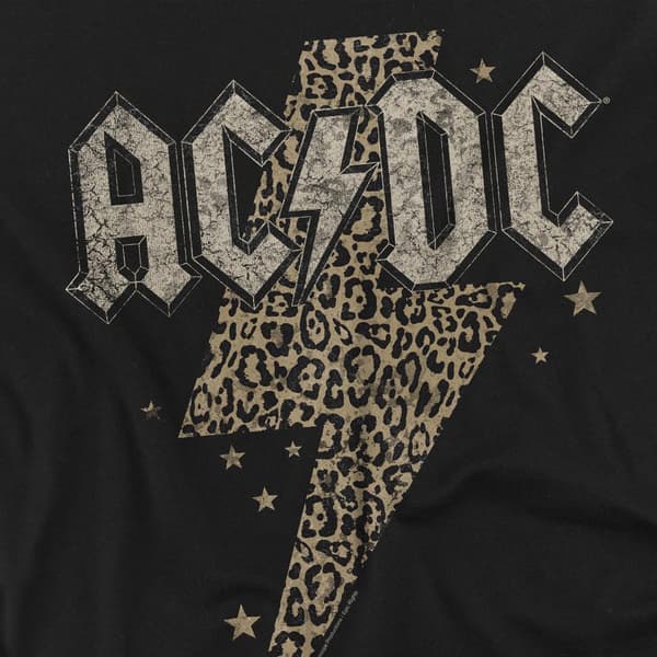 AC/DC Herr Leopardtryck Bolt T-Shirt S Svart Black S