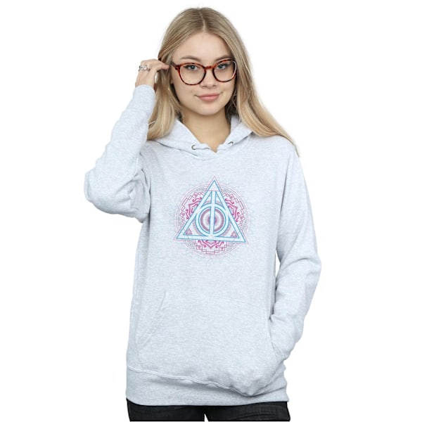 Harry Potter Dam/Kvinnor Neon Dödsreliker Hoodie S Heather Heather Grey S
