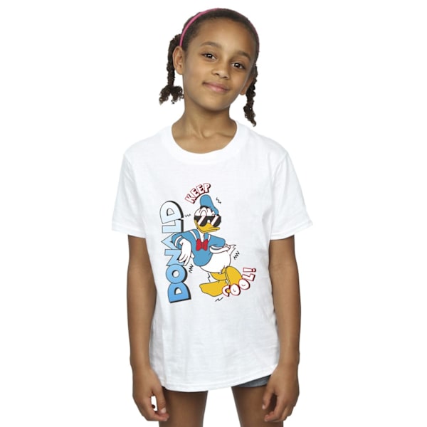 Disney Girls Donald Duck Cool Cotton T-Shirt 7-8 år Vit White 7-8 Years