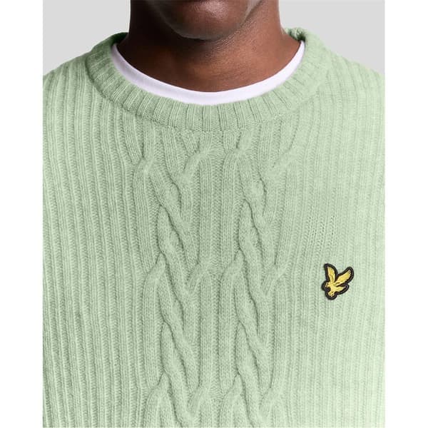 Lyle & Scott Herrtröja med broderad logotyp, rund hals, S Mint Marl Mint Marl S
