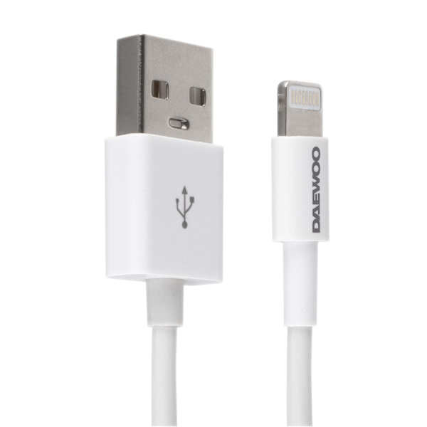 Daewoo USB-A till 8-stifts Lightning-kabel, en storlek, vit White One Size