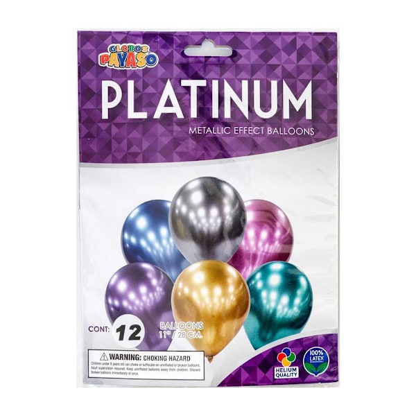 Latexballonger med clownmotiv, metallisk, rosa (12-pack) Storlek: En storlek Pink One Size