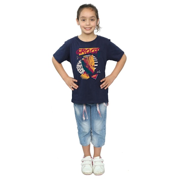 Marvel Girls Guardians Of The Galaxy Vol. 2 80-talets Groot Bomull T-shirt Navy Blue 7-8 Years