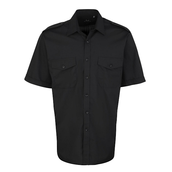 Premier Herr Kortärmad Pilotskjorta 18.5in Svart Black 18.5in