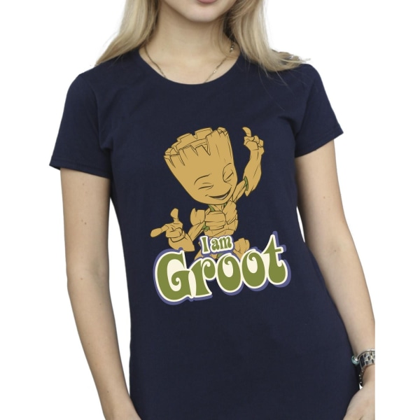 Guardians Of The Galaxy Dam/Ladies Groot Dancing Cotton T-Sh Navy Blue XL