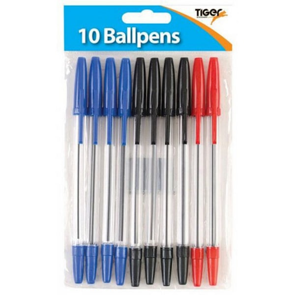 Tiger Plain Kulspetspenna (10-pack) One Size Svart/Röd/Blå Black/Red/Blue One Size