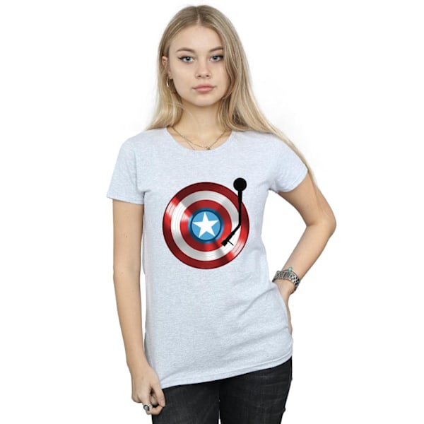 Marvel Womens/Ladies Captain America Turntable Bomull T-shirt X Sports Grey XXL