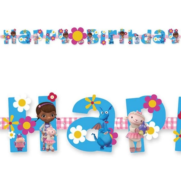 Doc McStuffins Lägg Till En Åldersbokstav Grattis På Födelsedagen Banner En Storlek Blue/Multicoloured One Size
